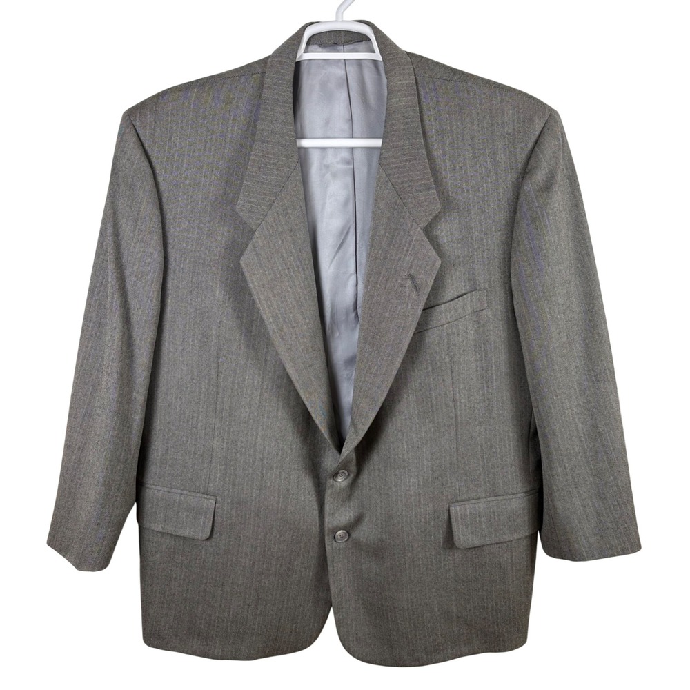 Vtg Tom James Gray Herringbone Blazer‎ Sport Coat Jacket Men's 50 Bespoke Luxury
